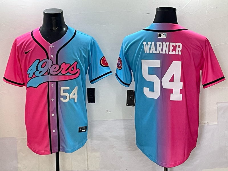 Men 2025 San Francisco 49ers #54 Warner Pink Blue pink Nike Limited NFL Jersey 016->san francisco 49ers->NFL Jersey